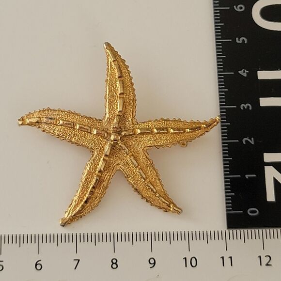 Starfish 𝅺Brooch Vintage Gold Tone Beach Nautical Pin #0108 - Picture 6 of 7